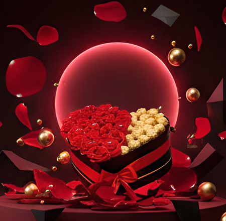 Aranjament Floral Fererro Red, cu Trandafiri din sapun, 30cm, marca eCADOU [4]