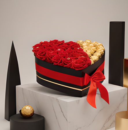 Aranjament Floral Fererro Red, cu Trandafiri din sapun, 30cm, marca eCADOU [3]