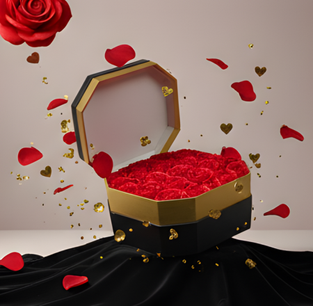 Aranjament floral  Gold octogon  cu trandafiri din sapun AGO121 [2]