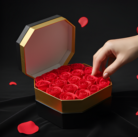 Aranjament floral  Gold octogon  cu trandafiri din sapun AGO121 [3]