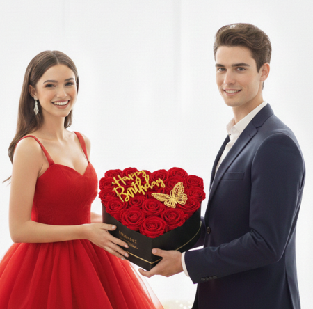 Aranjament Floral Heart Red cu Trandafiri din sapun [2]