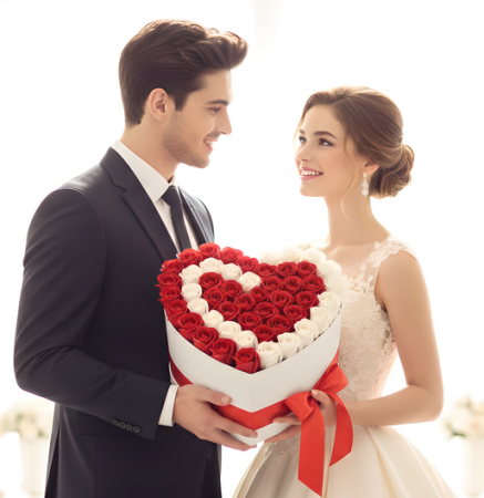 Aranjament cu trandafiri din sapun LOVE roz [1]