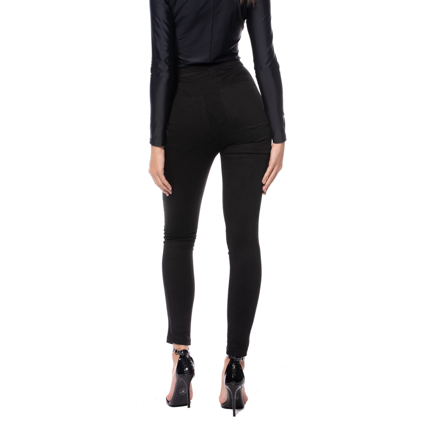 Blugi dama skinny negri cu talie inalta W-S1901, putin pufosi pe interior [1]