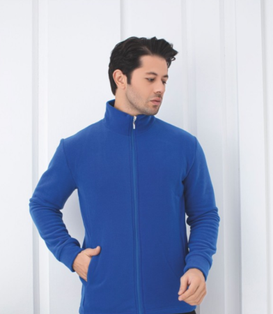 Home - Bluza polar barbati tip hanorac, cu fermoar la baza gatului, culoare albastru