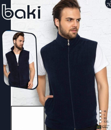 Vesta polar barbati, cu fermoar la baza gatului, culoare albastru [3]