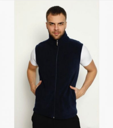 Vesta polar barbati, cu fermoar la baza gatului, culoare albastru [2]