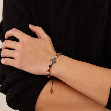 Bratara argintie, Thia Jewelry S.Steel, pentru barbati, din textil, JC-GS1659-8 [1]