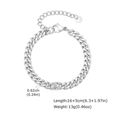 Bratara argintie, Thia Jewelry S.Steel, pentru dama, din otel inoxidabil, JC-BR2328-8 [1]
