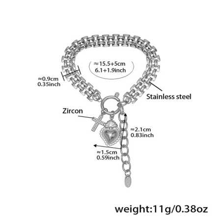 Bratara argintie, Thia Jewelry S.Steel, pentru dama, din otel inoxidabil, JC-NTXP476-1-8 [1]