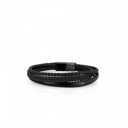 Bijuterii - Bratara neagra, Daniel Klein, pentru barbati, din piele, DKJ.6.10018-2