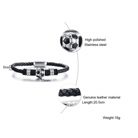 Bratara neagra, Thia Jewelry S.Steel, pentru barbati, din piele, JC-BL447-23 [2]