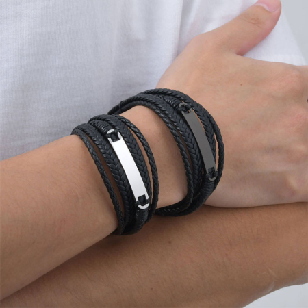 Bratara neagra, Thia Jewelry S.Steel, pentru barbati, din piele, JC-BL783-B23 [2]