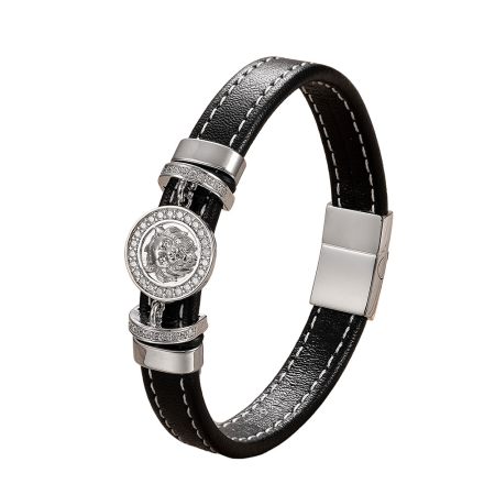 Fashion - Bratara neagra, Thia Jewelry S.Steel, pentru barbati, din piele, NH-B010-23