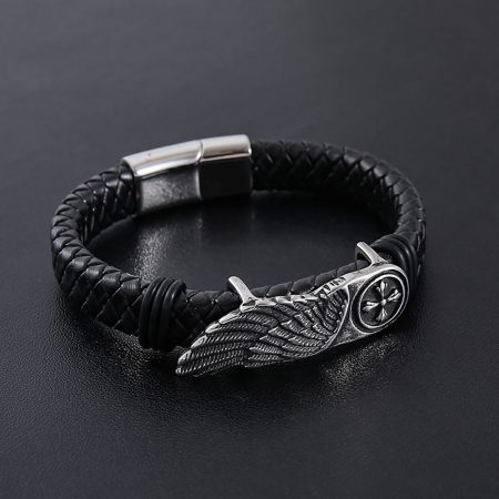 Bratara neagra, Thia Jewelry S.Steel, pentru barbati, din piele, NH-B023-23 [1]