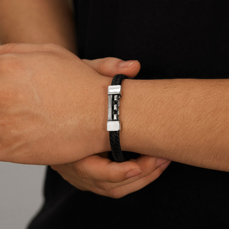 Bratara neagra, Thia Jewelry S.Steel, pentru barbati, din piele, NH-B025-23 [1]