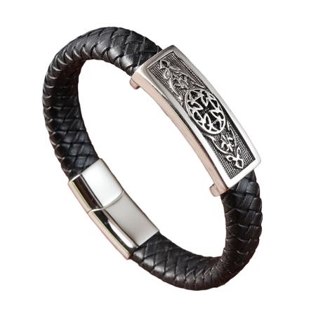 Fashion - Bratara neagra, Thia Jewelry S.Steel, pentru barbati, din piele, NH-B028-23