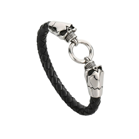 Fashion - Bratara neagra, Thia Jewelry S.Steel, pentru barbati, din piele, NH-B036-23