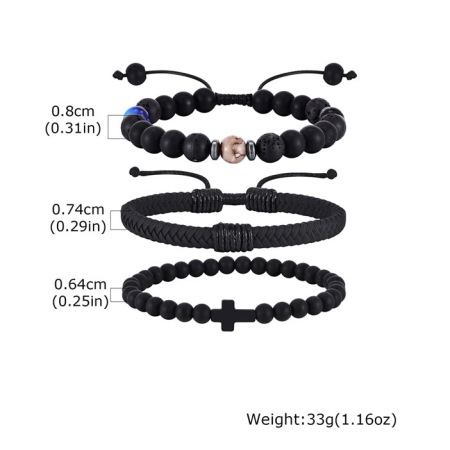 Bratara neagra, Thia Jewelry S.Steel, pentru barbati, din textil, JC-BR2751-23 [2]