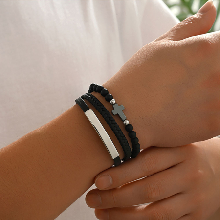 Bratara neagra, Thia Jewelry S.Steel, pentru dama, din piele, NH-B031-23 [1]