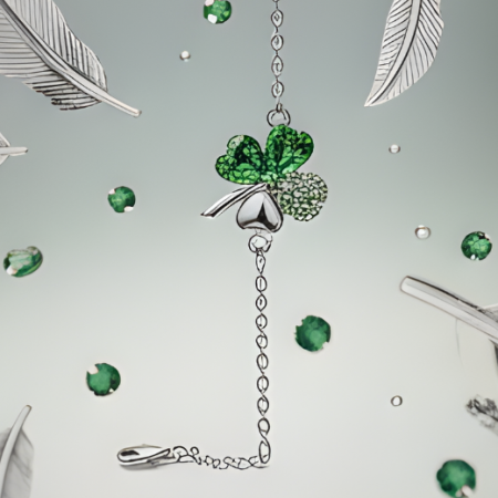 Bratari cu cristale - Bratara SWEET 4 LEAF green cu cristale, garantie produs 6 luni