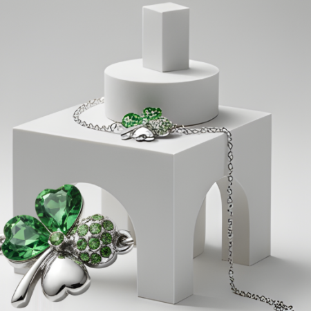 Bratara SWEET 4 LEAF green cu cristale, garantie produs 6 luni [1]