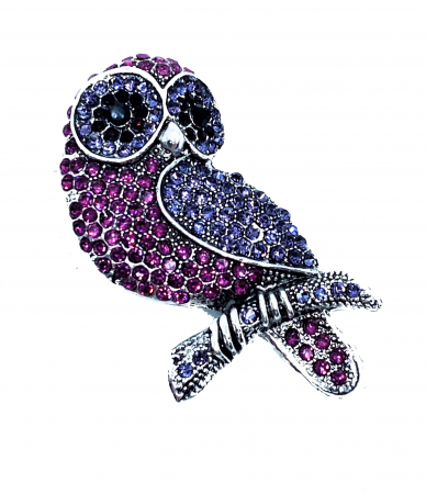 Brosa Bufnita Argintie cu cristale gri, silver,, BR1100.02 [1]