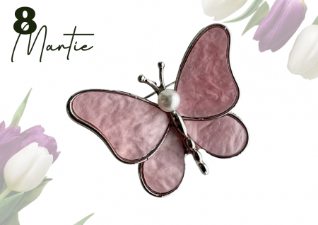 Brose cu cristale - Brosa Butterfly roz 3x5 cm  BR23.047