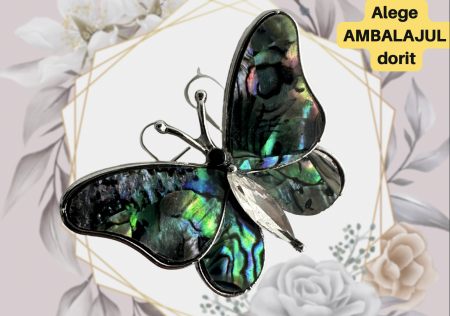 Bijuterii - Brosa Butterfly albastru-turqoaz  3x4  cm, BR23.004