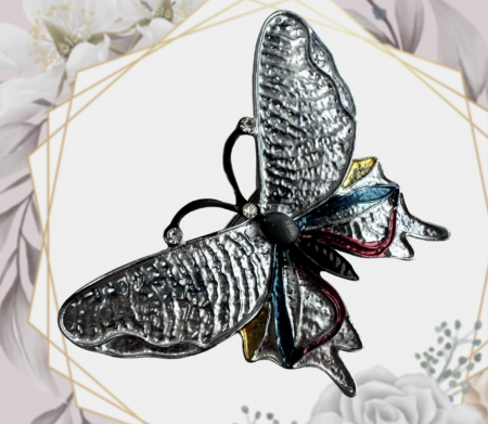 Bijuterii - Brosa Butterfly gri  5x7 cm, BR23.002