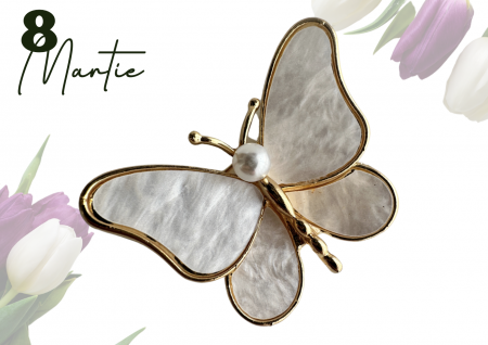 Brose cu cristale - Brosa Butterfly alba  3x5 cm  BR23.048