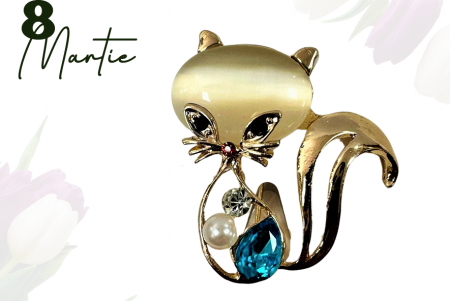 Broșă cu model Pisica cu pietre multicolore,  SC23.076 [0]