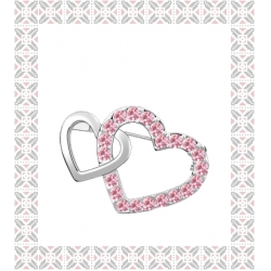 Bijuterii - Brosa Double Heart  rose cu elemente Swarovski si placata cu aur 18K garantie 6 luni