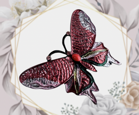 Bijuterii - Brosa Butterfly  roșu 5x7 cm, BR23.001