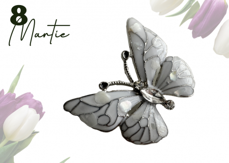 Brose cu cristale - Brosa Fluture alb 3x4 cm  BR23.052