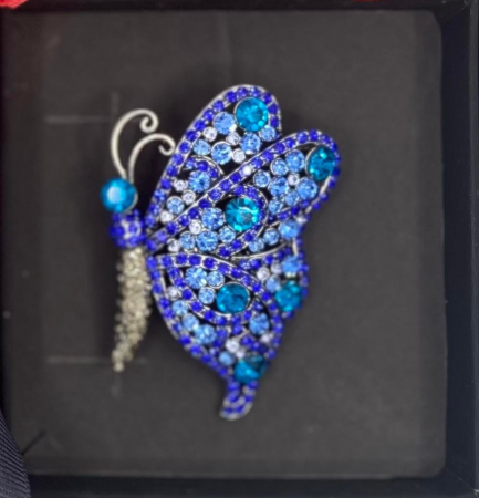 Brosa Fluture cu cristale, albastru, 7x6 cm, BR1100.07 [4]