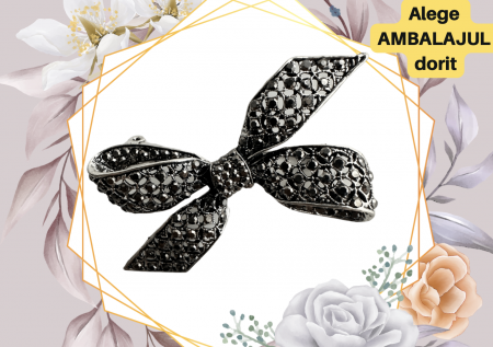 Bijuterii - Brosa Fundița neagră marcasite   5x7  cm, BR23.007