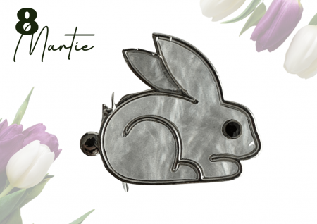 Brose cu cristale - Brosa Iepurasul BUNNY argintiu  3x4 cm  BR23.036