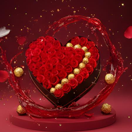 Buchet Luxury Red 3 Aranjament cu trandafiri din sapun si praline de ciocolata Ferrero Rocher [5]