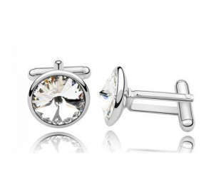 Bijuterii - Butoni ROTUNZI albi cu cristale swarovski