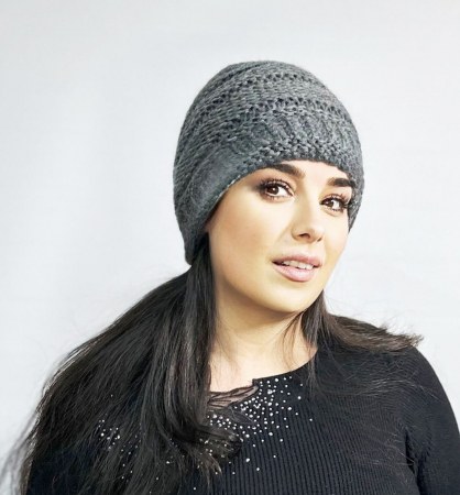 Caciula dama impletita, calduroasa si dublata în interior, HONEY gri inchis [1]