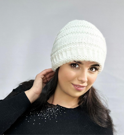 Caciula dama impletita, calduroasa si dublata în interior, HONEY alba [0]