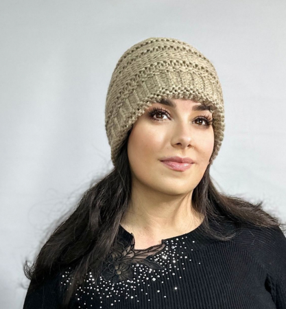 Caciula dama impletita, calduroasa si dublata în interior, HONEY maro [1]