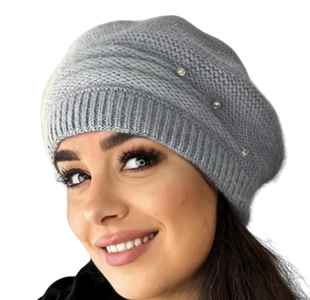 Caciula dama stil bereta CARLA din angora, pufoasa, marime 58-60, culoare gri Caciula dama stil bereta CARLA din angora, pufoasa, marime 58-60, culoare gri