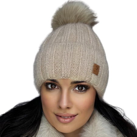 Căciulă de damă DARIA – model de iarnă cu pompon, interior polar, tricot moale și foarte călduroasă [2]