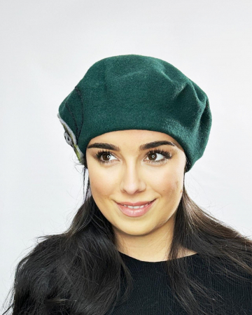 Caciula de dama stil bereta 100% lana, marime universala, culoare verde,  BM22.03, Polonia [1]