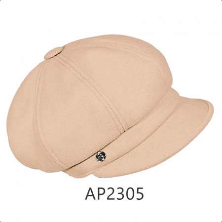 Fashion - Caciula de dama stil bereta cu cozoroc 100% lana, marime universala TTS22.01.AP2305 bej capucinno Rabionek Polonia
