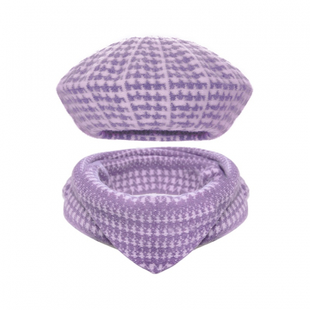 Fashion - Caciula de dama stil bereta cu fular asortat, marime universala, culoare mov,  KDZ22.01-4005, Polonia