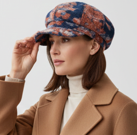 Caciula de dama stil bereta EMILIA cu cozoroc 100% lana,ala TTO22.01.T042 Rabionek Polonia [2]