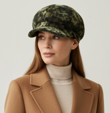 Caciuli si palarii dama - Caciula de dama stil bereta cu cozoroc 100% lana, marime universala TTO22.01.T05 verde Rabionek Polonia