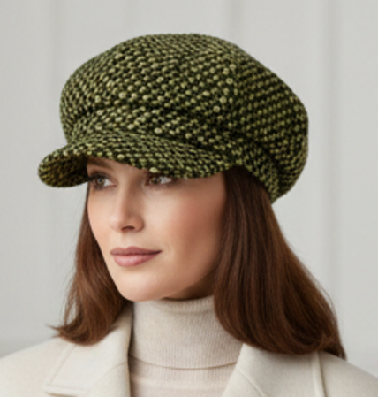 Caciuli si palarii dama - Caciula de dama stil bereta EMILIA cu cozoroc 100% lana, marime universala TTO22.01.TO14 Rabionek Polonia